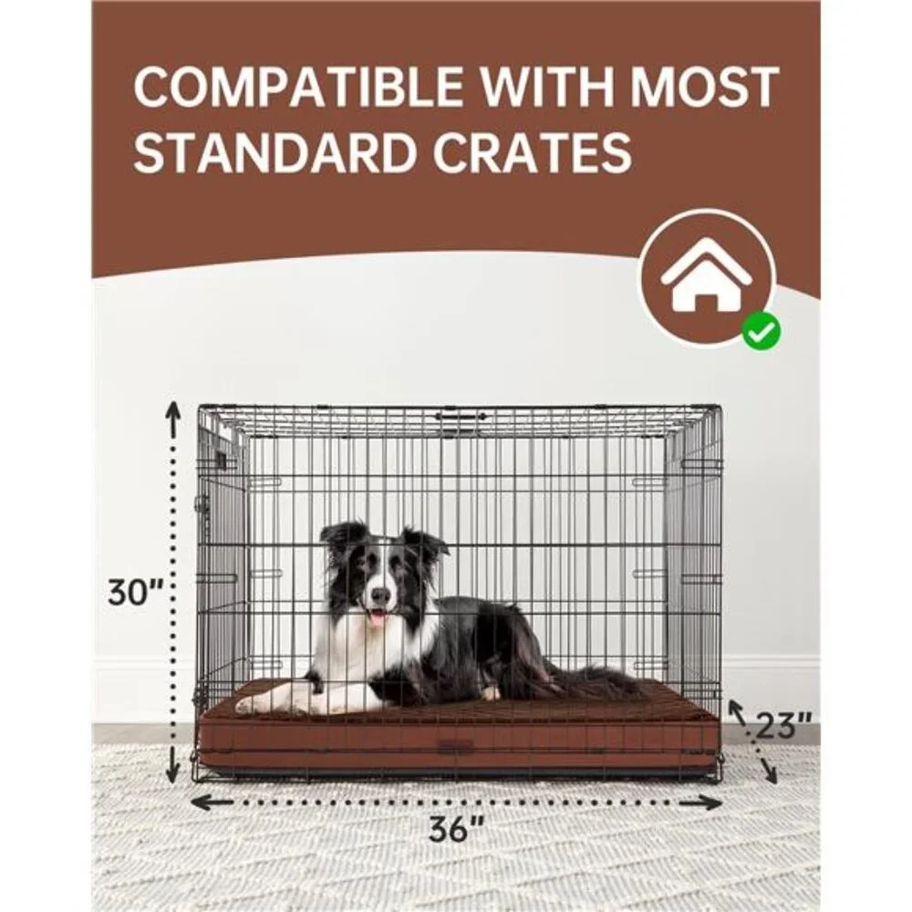 Brown Orthopedic Dog Bed for Large Dogs with Non-Slip Bottom Size(35